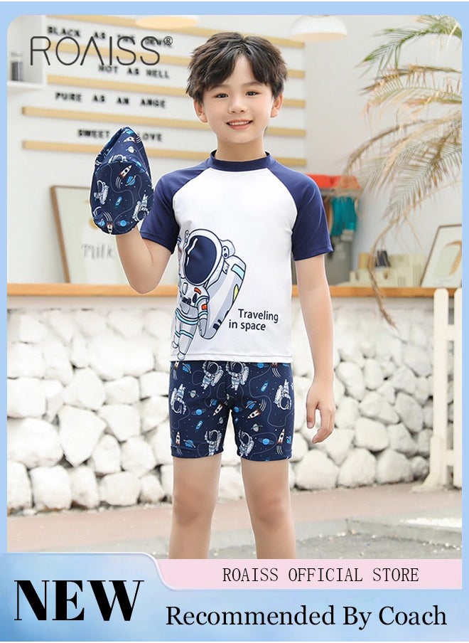roaiss - 2Pcs Professional Training Swimsuit for Children Round Neck Quick Dry Elastic Hot Spring Split Set Kids Soft Skin-Friendly Breathable Bathing Suit Recommended by Coach Cute Summer Gift - Image 1
