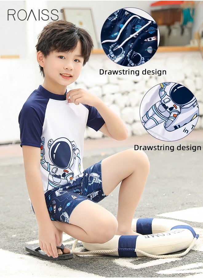 roaiss - 2Pcs Professional Training Swimsuit for Children Round Neck Quick Dry Elastic Hot Spring Split Set Kids Soft Skin-Friendly Breathable Bathing Suit Recommended by Coach Cute Summer Gift - Image 1
