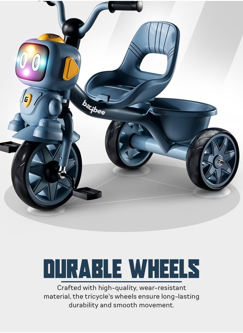 BAYBEE Baybee Robo Baby Tricycle for Kids, Smart Plug n Play Kids Cycle with Music, Light, High backrest & Rear Storage Baskets | Kids Tricycle | Baby Cycle for Kids 2 to 5 Years Boy Girl Blue  - Image 5
