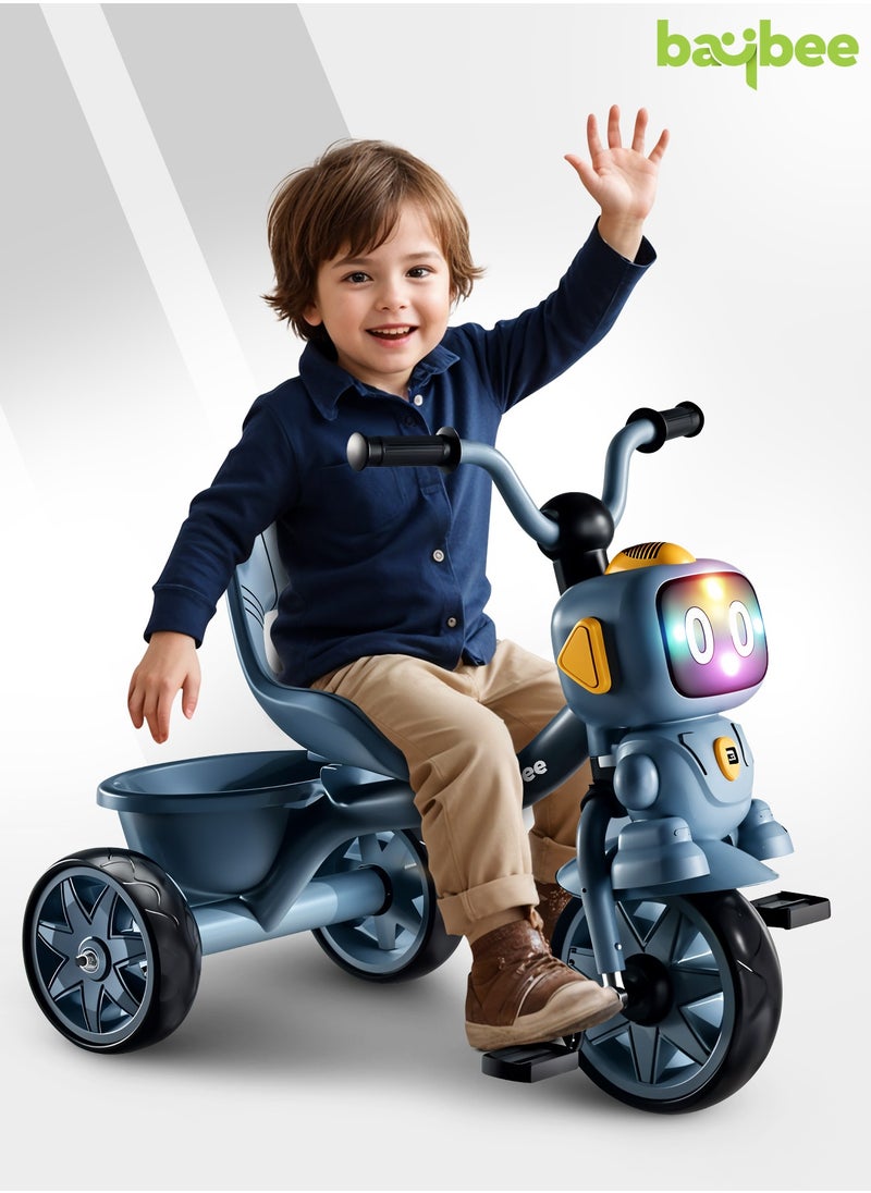 BAYBEE Baybee Robo Baby Tricycle for Kids, Smart Plug n Play Kids Cycle with Music, Light, High backrest & Rear Storage Baskets | Kids Tricycle | Baby Cycle for Kids 2 to 5 Years Boy Girl Blue  - Image 2