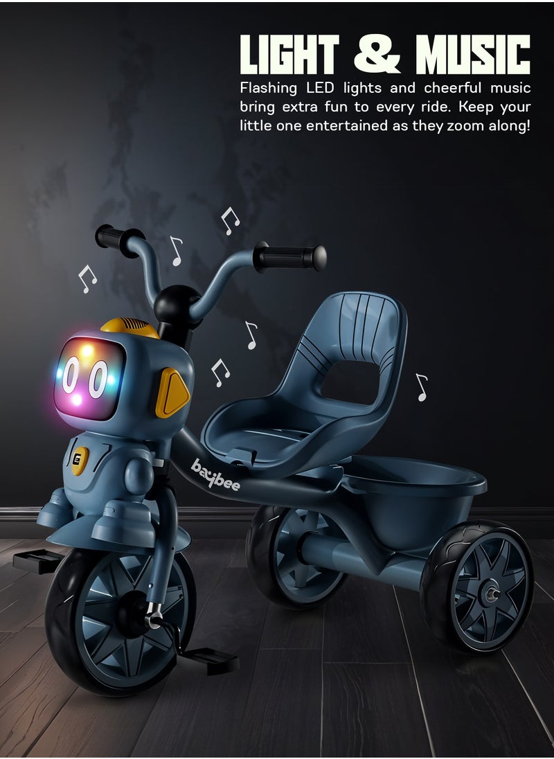 BAYBEE Baybee Robo Baby Tricycle for Kids, Smart Plug n Play Kids Cycle with Music, Light, High backrest & Rear Storage Baskets | Kids Tricycle | Baby Cycle for Kids 2 to 5 Years Boy Girl Blue  - Image 3