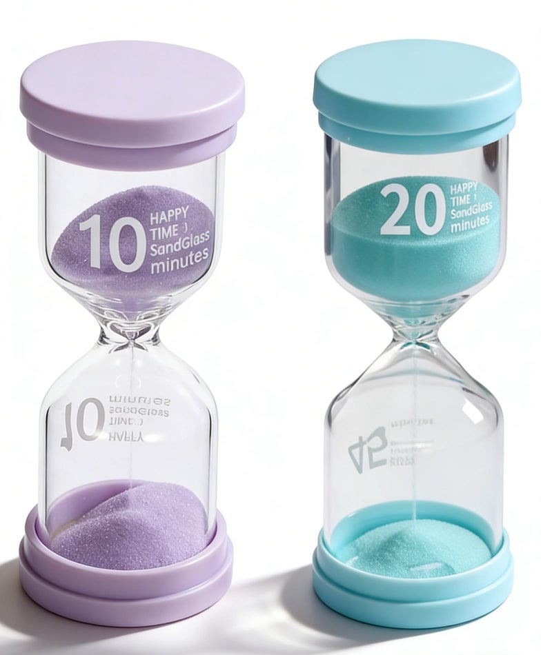 SonaBhu 2 Piece Set Sand Timer,Hour Glass，10 Minute and 20 Minute Dual Time, Decorative Sand Clock for Kitchen, Office, Study - Image 1
