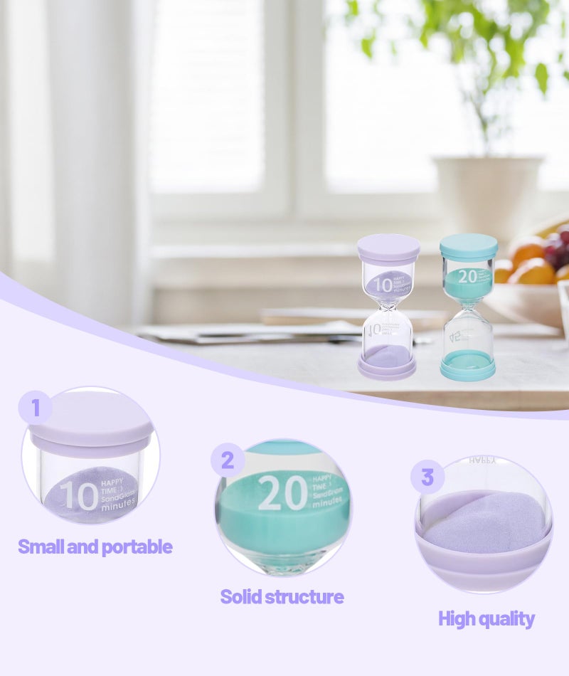 SonaBhu 2 Piece Set Sand Timer,Hour Glass，10 Minute and 20 Minute Dual Time, Decorative Sand Clock for Kitchen, Office, Study - Image 3