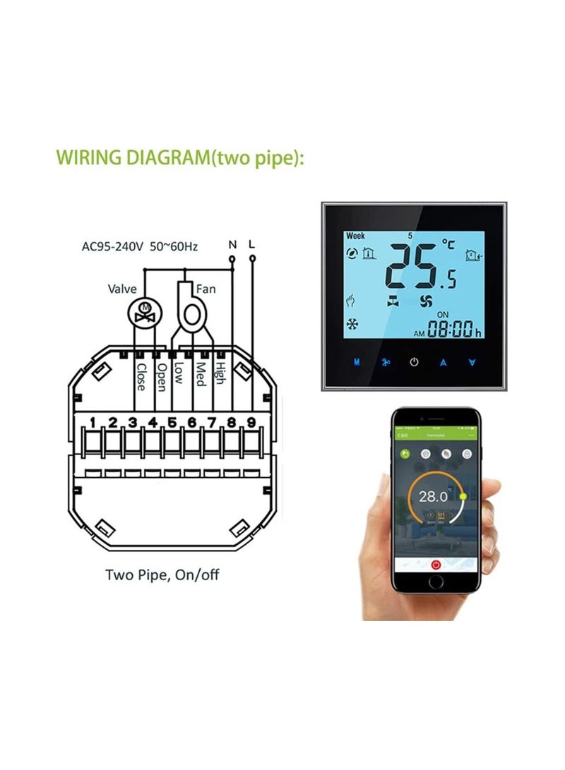 Touch Screen WIFI Thermostat Regulator Temperature for Fan Coil Unit 24V  - Image 5