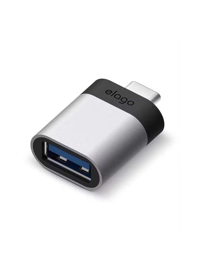 Elago Mini USB-C Adapter ( 2 Sets ), Compatible with USB-C Devices, Portable & Convenient, Aluminum Material, USB 3.0 Superspeed - Silver