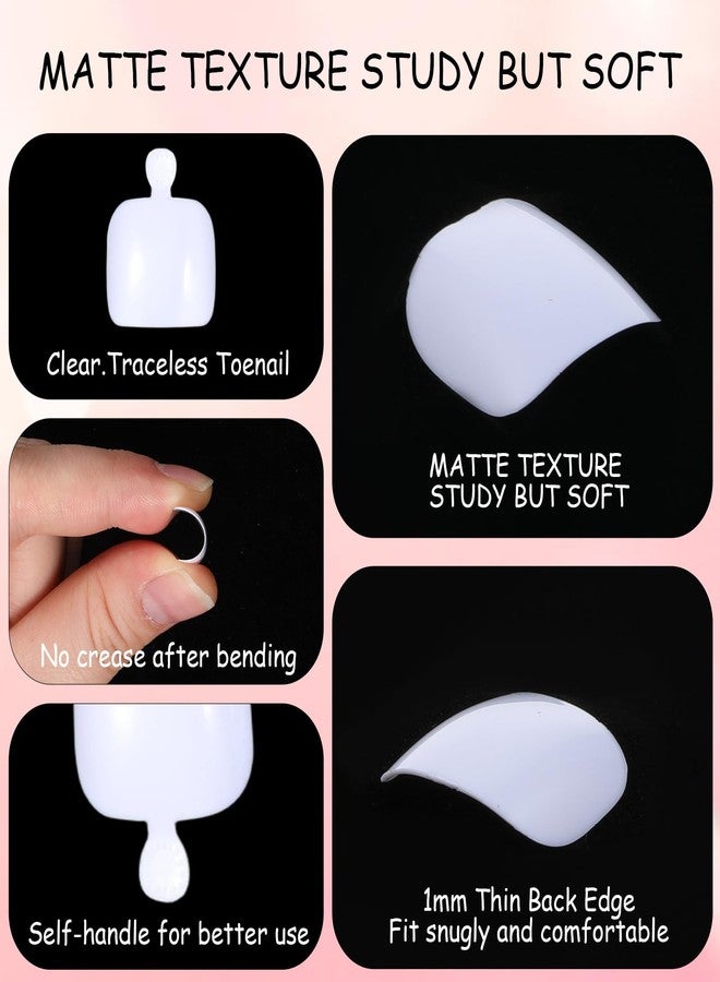 Eldraqth 240 Pcs White Toe Gel X Tips, Square PVC Artificial Toenails Fake Toe Nails Matte Fake Toenails No File Needed Press on Toenails for Women Nail Extensions Salon Foot Pedicure Manicure - Image 3