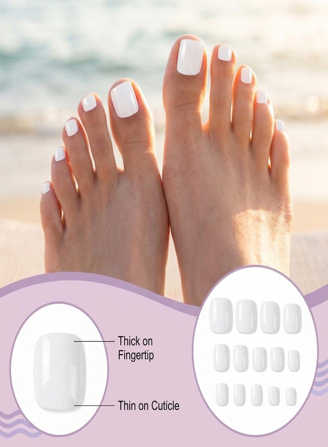 Eldraqth 240 Pcs White Toe Gel X Tips, Square PVC Artificial Toenails Fake Toe Nails Matte Fake Toenails No File Needed Press on Toenails for Women Nail Extensions Salon Foot Pedicure Manicure - Image 4