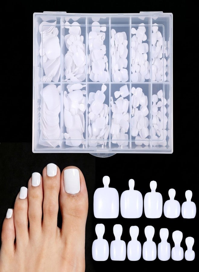 Eldraqth 240 Pcs White Toe Gel X Tips, Square PVC Artificial Toenails Fake Toe Nails Matte Fake Toenails No File Needed Press on Toenails for Women Nail Extensions Salon Foot Pedicure Manicure - Image 1