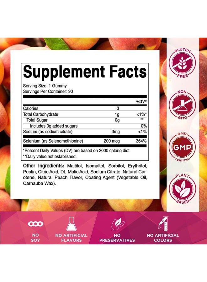 Vitamatic Yeast Free Selenium Gummies 200mcg as Selenomethionine Supplement Essential Trace Mineral with Superior Absorption 90 Pectin Based Gummies - Image 2