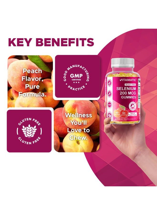 Vitamatic Yeast Free Selenium Gummies 200mcg as Selenomethionine Supplement Essential Trace Mineral with Superior Absorption 90 Pectin Based Gummies - Image 5