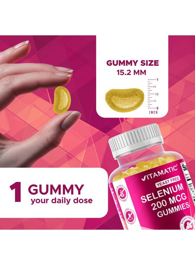 Vitamatic Yeast Free Selenium Gummies 200mcg as Selenomethionine Supplement Essential Trace Mineral with Superior Absorption 90 Pectin Based Gummies - Image 3