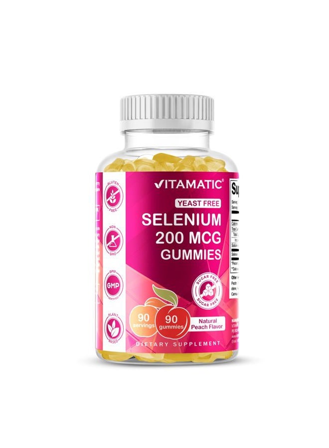 Vitamatic Yeast Free Selenium Gummies 200mcg as Selenomethionine Supplement Essential Trace Mineral with Superior Absorption 90 Pectin Based Gummies - Image 1