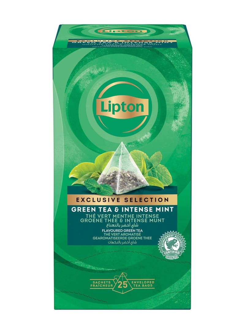 Lipton Exclusive Selection Green Tea & Intense Mint, 25 Pyramid Tea Bags 25 Teabags (50g)
