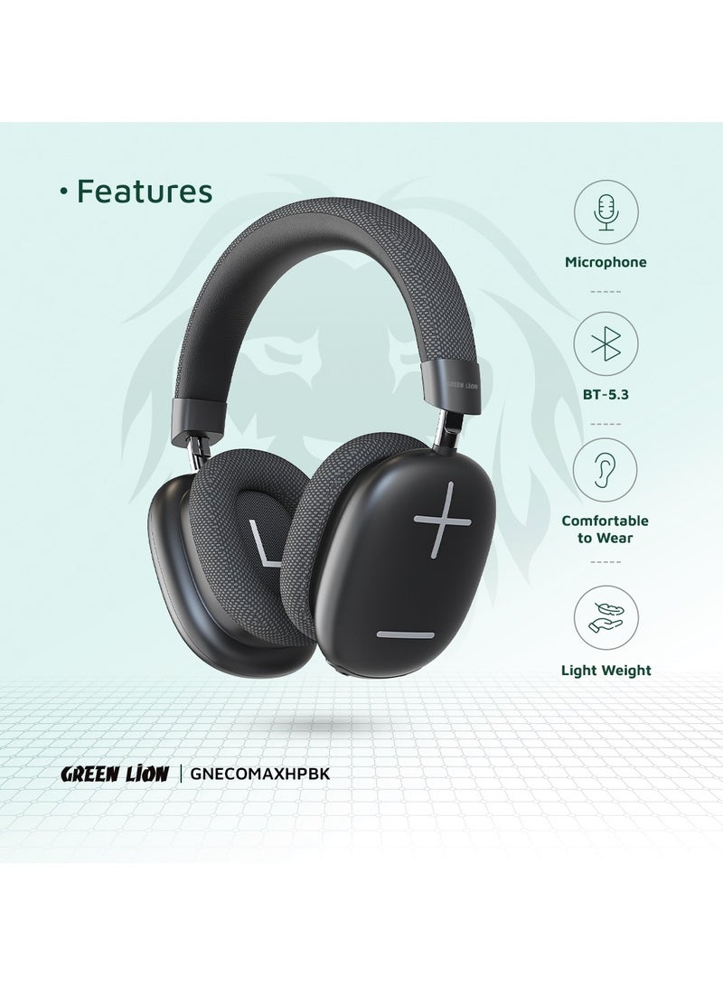 GREEN LION Echo Max Headphone Light Weight / Comfortable to Wear / Aux Cable / Lightweight / Lithium-ion polymer Battery / 10m Transmission Range - Black - Image 2