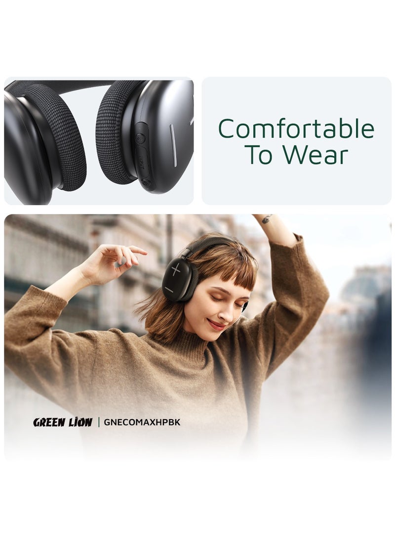 GREEN LION Echo Max Headphone Light Weight / Comfortable to Wear / Aux Cable / Lightweight / Lithium-ion polymer Battery / 10m Transmission Range - Black - Image 5