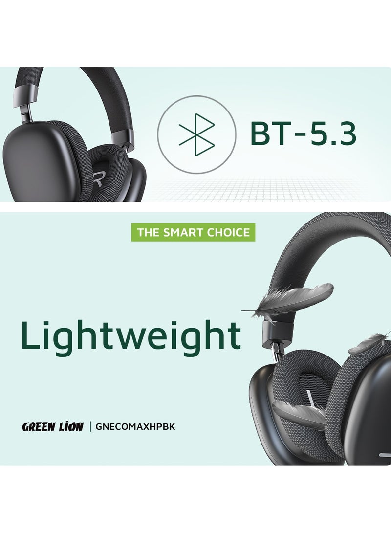 GREEN LION Echo Max Headphone Light Weight / Comfortable to Wear / Aux Cable / Lightweight / Lithium-ion polymer Battery / 10m Transmission Range - Black - Image 3