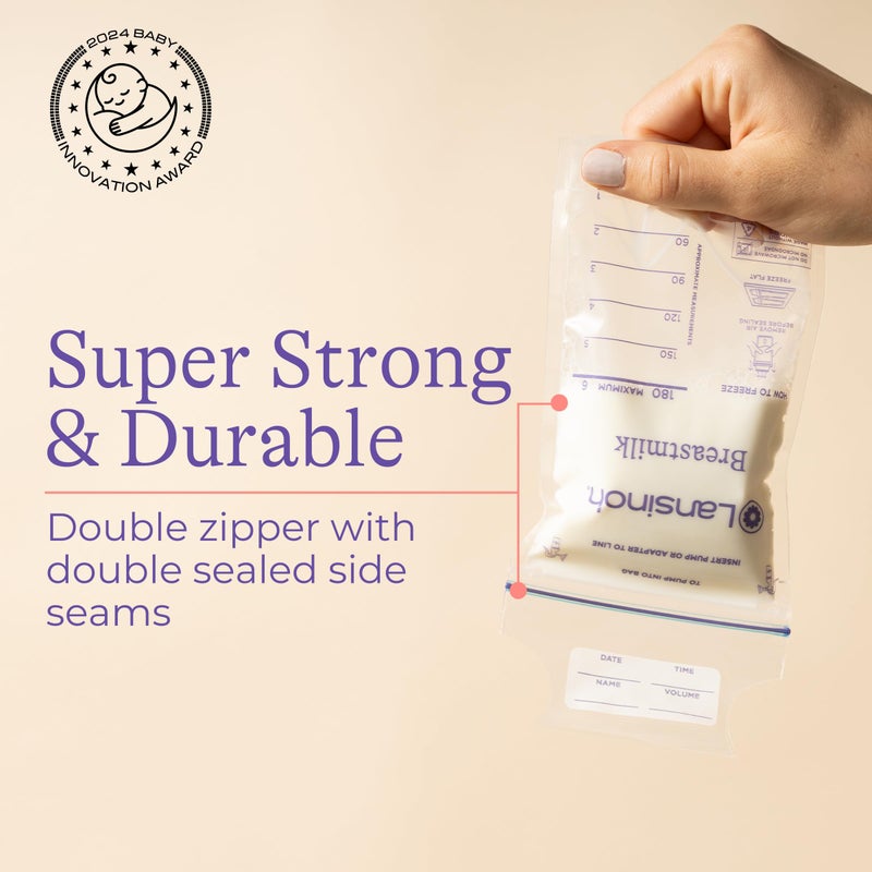 Lansinoh Breastmilk Storage Bags, 200 Count Value Pack, Baby Essentials, Fast Freeze & Thaw Breast Milk Bags for Baby Bottle Feeding, Superior Strength & Stretch, 6 Ounce - Image 4