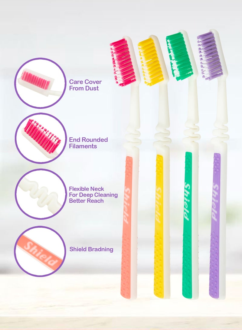 Shield Care فرشاة أسنان شيلد كير فليكس يدوية - عبوة قيمة، شعيرات متعددة المستويات، شعيرات ناعمة لتنظيف عميق، مصممة لتحسين صحة اللثة، مثالية للبالغين - 12 قطعة (عبوة من 1) - Image 2