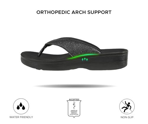 AEROTHOTIC Flip Flops for Women, Crystal Black, Size 10 - Image 5