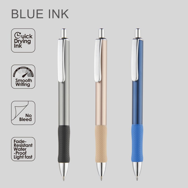 &And Per Se ⩓ Per Se Premium Metal Gel Pens, 6 Pack with 2 Extra Refills, Blue Metal Barrel, 0.7mm Medium Point Blue Ink â€“ Quick-Dry No-Smudge Smooth Writing Pens for Office, Journaling, Art & Gifts - Image 4