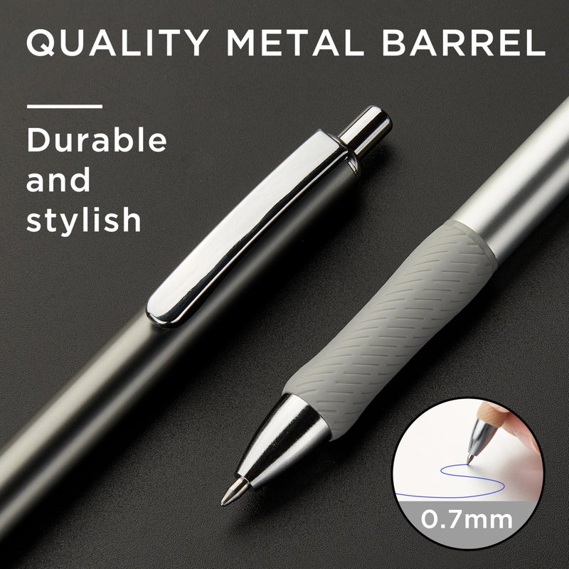 &And Per Se ⩓ Per Se Premium Metal Gel Pens, 6 Pack with 2 Extra Refills, Blue Metal Barrel, 0.7mm Medium Point Blue Ink â€“ Quick-Dry No-Smudge Smooth Writing Pens for Office, Journaling, Art & Gifts - Image 3