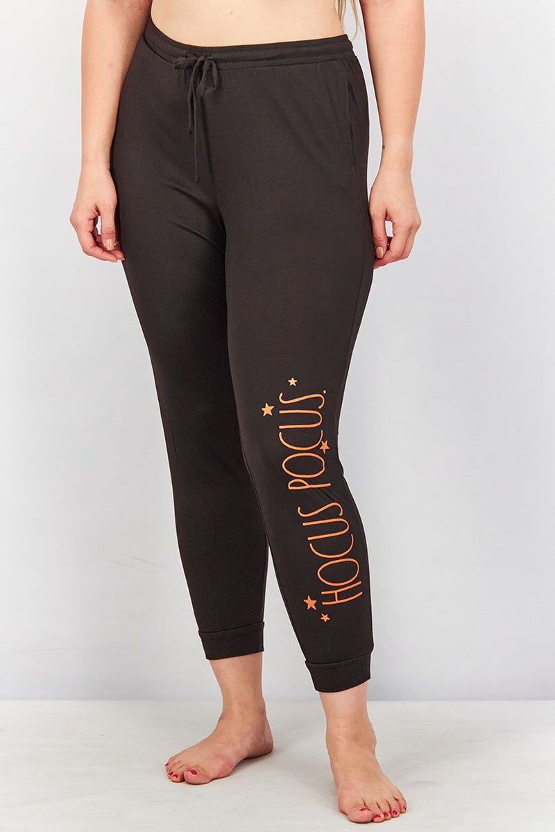 Rae Dunn Women Graphic Print Pyjama Pants, Black and Orange - Image 1