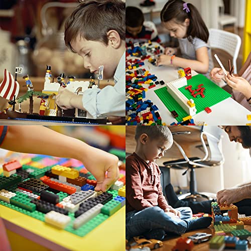 ZEAYEA 12 Pack Classic Baseplates, 10 x 10 Inch Building Base Plates for Kids, Compatible with Most Standard Building Bricks, 12 Colors Stackable Bases for Activity Table - Image 5