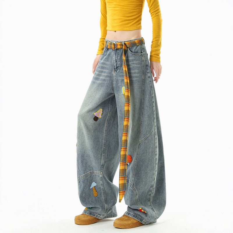 Unisex Classic Denim Jeans Loose Fit Daily Outdoor Wear - Image 1