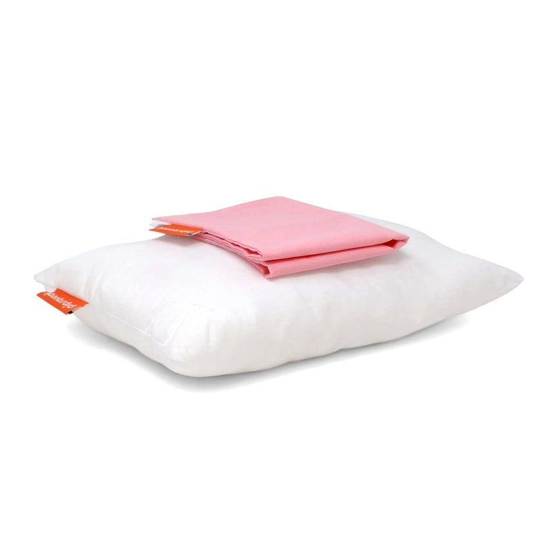 Urban Infant Pipsqueak Small  Tiny  Mini Pillow with Name Tag  11in x 7in x 25in  Machine Washable  White Pillow with Pink Case