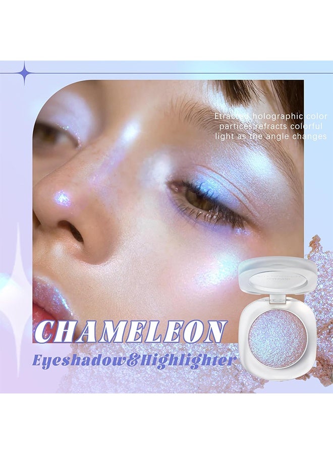 Cvz Diamond Jelly Highlighter, Duochrome Purple Blue Eyeshadow&Highlighter Palette, Color Shift Glitter Iridescent Cream Highlighter, Smooth Long Lasting Sparkling Eyeshadow Mermaid Facial Illuminator Makeup #04 - Image 3