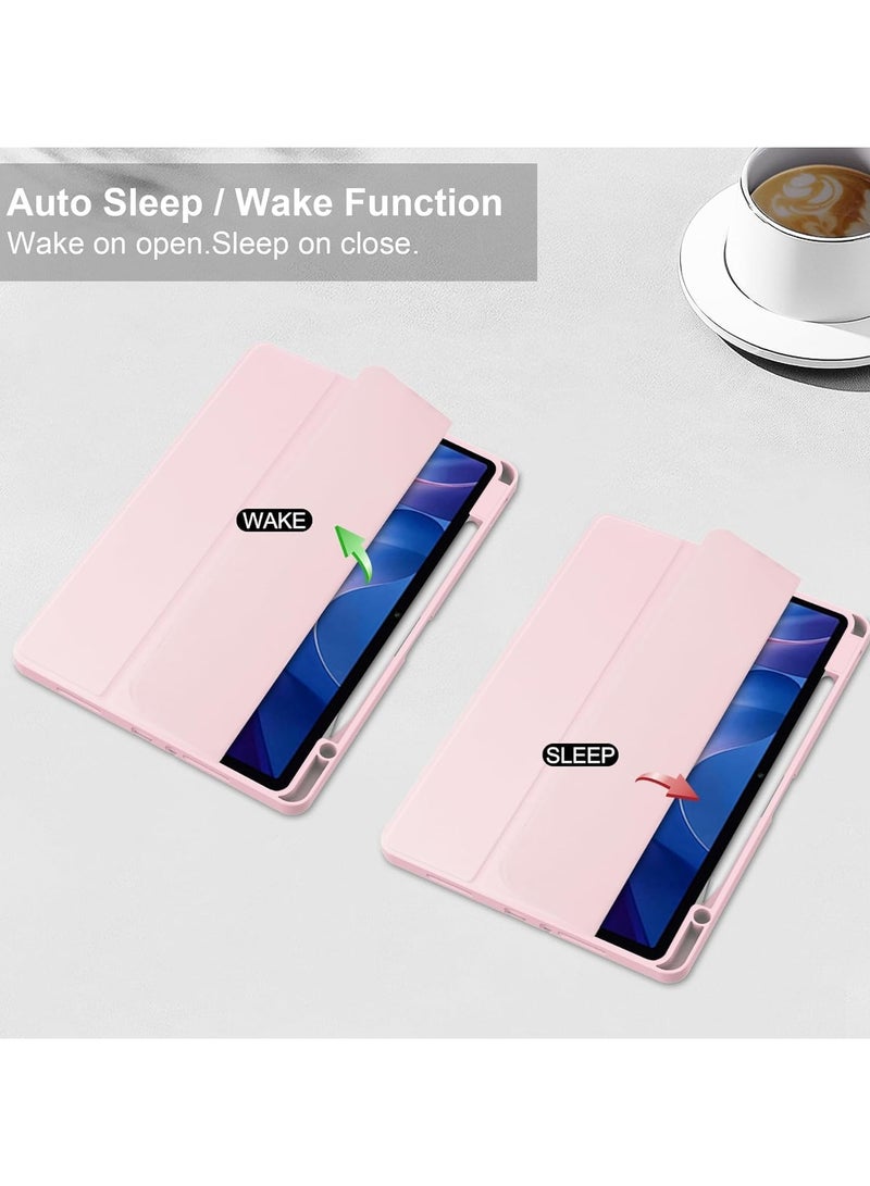 Translucent Case Compatible with Xiaomi Redmi Pad 2 11 Inch 2025 with Transparent Back Cover and Folding Stand Cover with Pen Holder, Automatic Sleep/wake-up (Pink) - Image 2