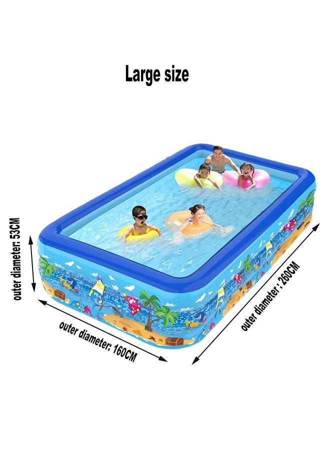null - 260X160X53CM Gift For Kids Inflatable Swimming Pool,Inflatable Kiddie Pool Fun Outdoor Water Toys for Girls Boys - Image 1