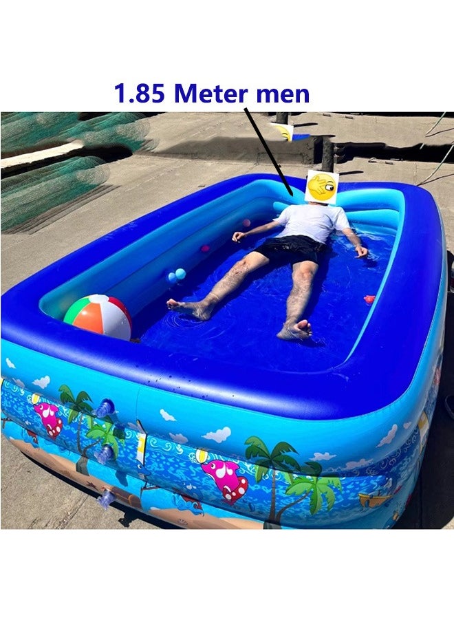 null - 260X160X53CM Gift For Kids Inflatable Swimming Pool,Inflatable Kiddie Pool Fun Outdoor Water Toys for Girls Boys - Image 1