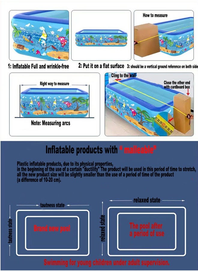 null - 260X160X53CM Gift For Kids Inflatable Swimming Pool,Inflatable Kiddie Pool Fun Outdoor Water Toys for Girls Boys - Image 1