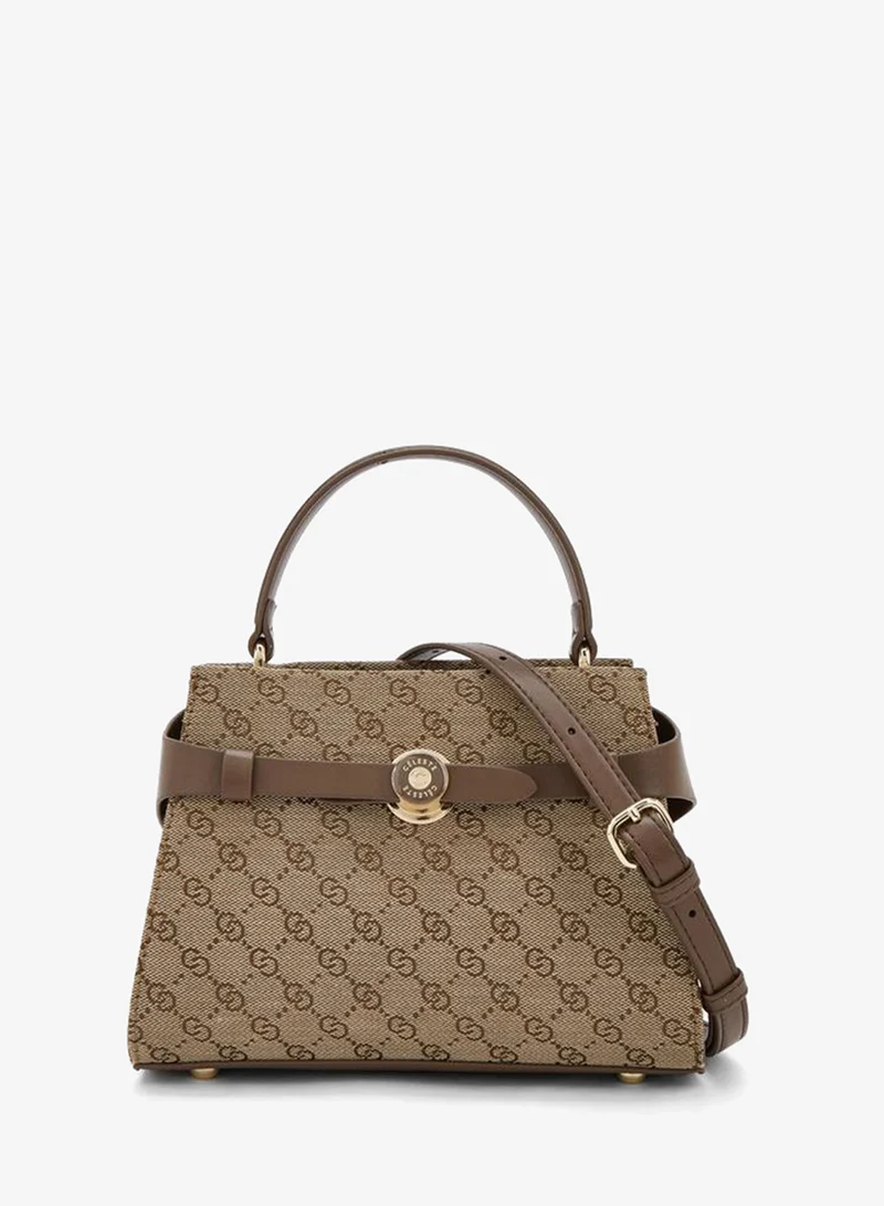Monogram Print Tote Bag With Detachable Strap