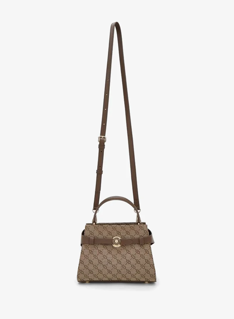 Celeste BROWN Monogram Print Tote Bag With Detachable Strap for Women | Best Price UAE