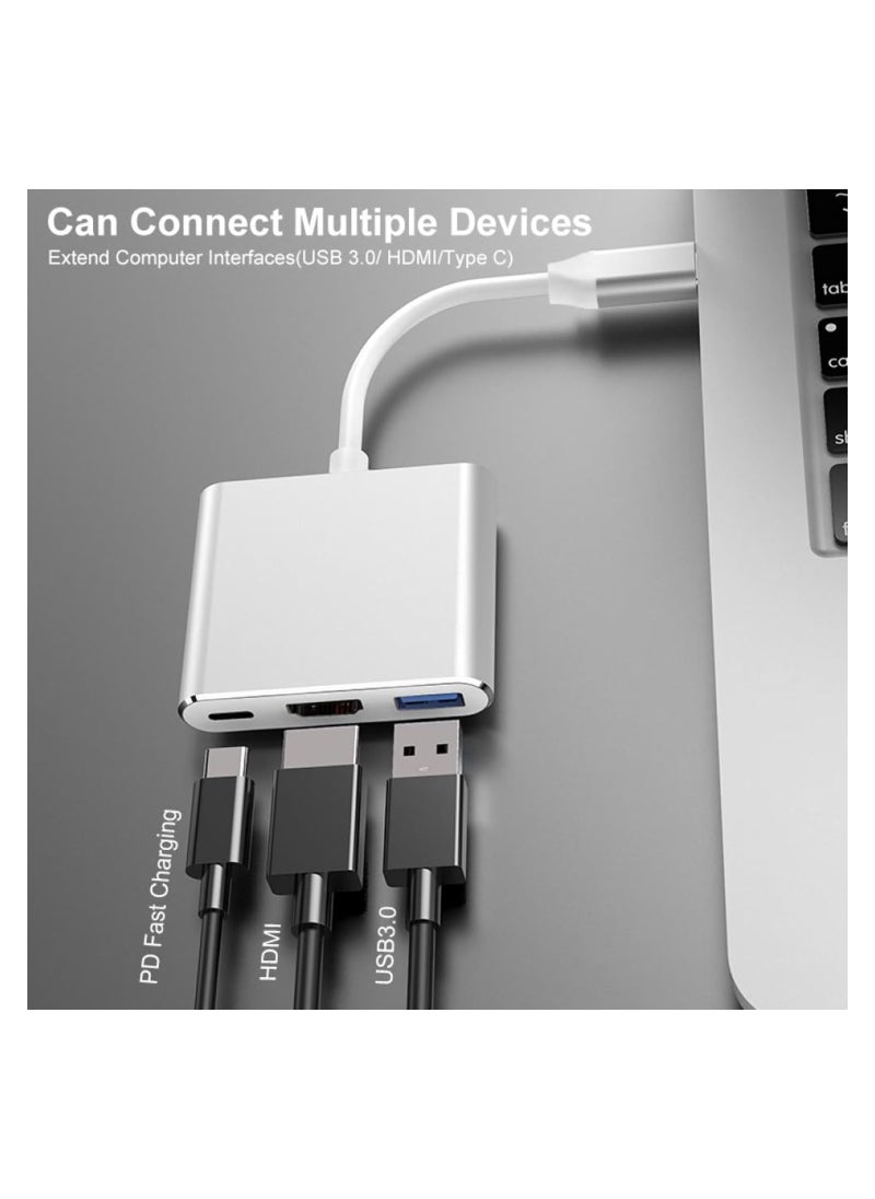 SYOSI - HDMI to USB C Multiport Adapter, 3 in 1 Converter, C Type to HDMI Cable, USB C to HDMI AV Adapter, USB-to-VGA Adapters, Digital AV 4K Displayport to HDMI USB C Spliter TV/Monitor Combo, USB C HUB - Image 1