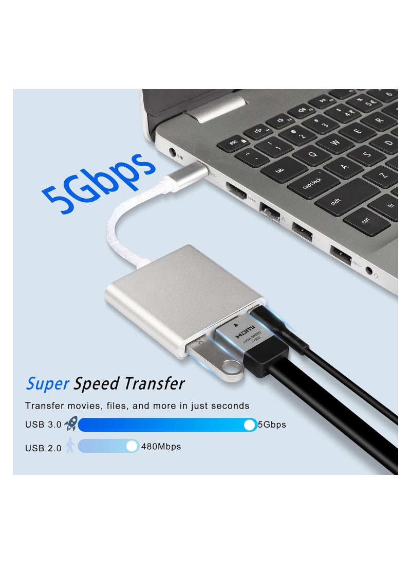 SYOSI - HDMI to USB C Multiport Adapter, 3 in 1 Converter, C Type to HDMI Cable, USB C to HDMI AV Adapter, USB-to-VGA Adapters, Digital AV 4K Displayport to HDMI USB C Spliter TV/Monitor Combo, USB C HUB - Image 1