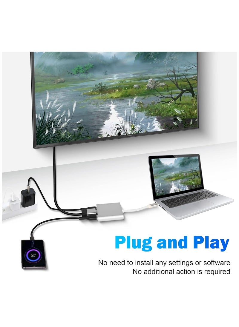 SYOSI - HDMI to USB C Multiport Adapter, 3 in 1 Converter, C Type to HDMI Cable, USB C to HDMI AV Adapter, USB-to-VGA Adapters, Digital AV 4K Displayport to HDMI USB C Spliter TV/Monitor Combo, USB C HUB - Image 1