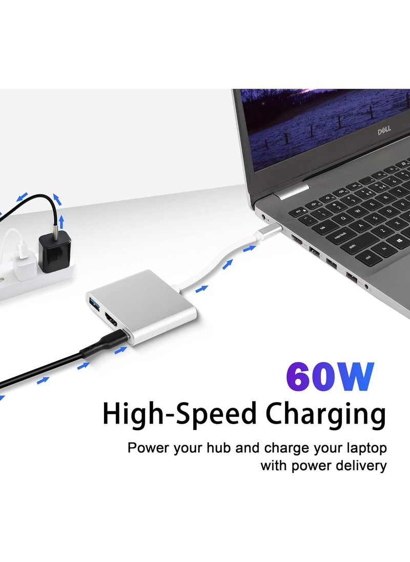 SYOSI - HDMI to USB C Multiport Adapter, 3 in 1 Converter, C Type to HDMI Cable, USB C to HDMI AV Adapter, USB-to-VGA Adapters, Digital AV 4K Displayport to HDMI USB C Spliter TV/Monitor Combo, USB C HUB - Image 1