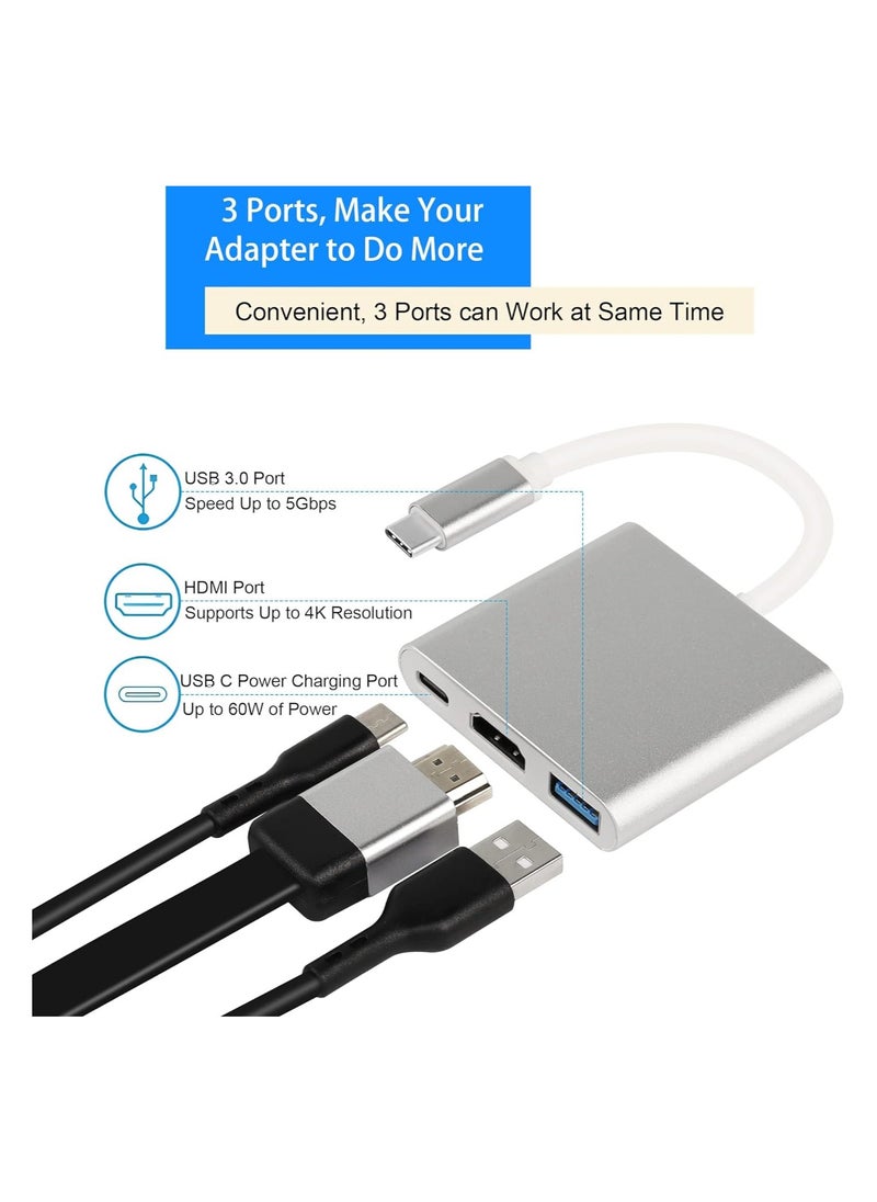 SYOSI - HDMI to USB C Multiport Adapter, 3 in 1 Converter, C Type to HDMI Cable, USB C to HDMI AV Adapter, USB-to-VGA Adapters, Digital AV 4K Displayport to HDMI USB C Spliter TV/Monitor Combo, USB C HUB - Image 1