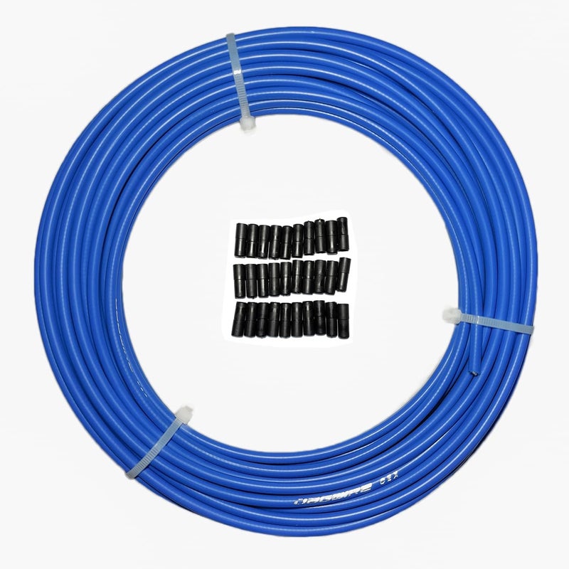 Farbetter Lined Bicycle Brake Cable Housing, 5mm x 50ft, Including 30 PCS Cable End Caps Kit, The Most Trusted DIY Set for SRAM/Shimano Mountain Bike Road Bike (Blue) - Image 1
