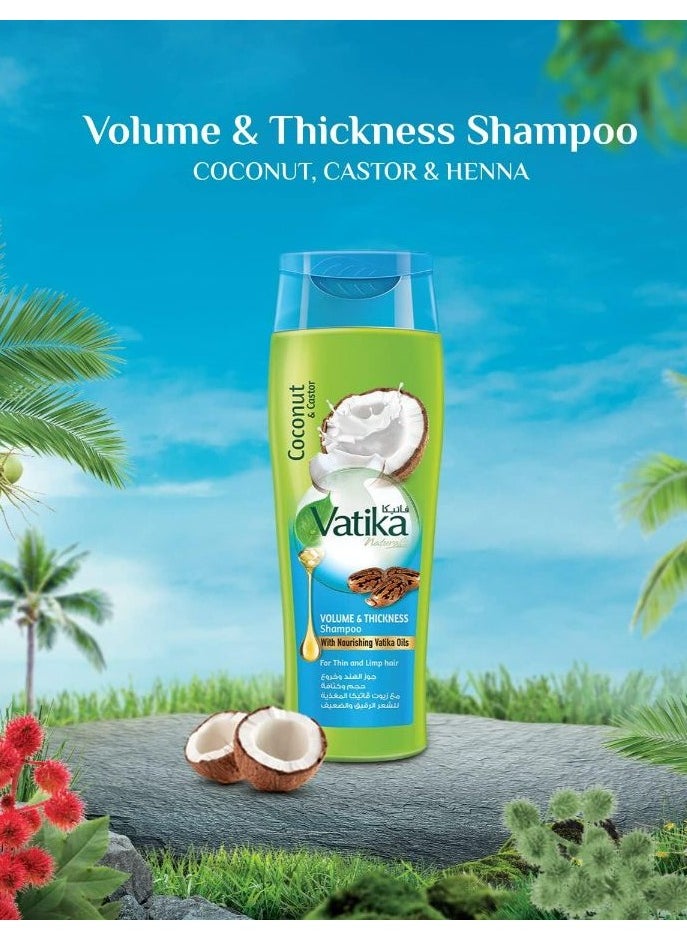 Naturals Volume & Thickness Shampoo 200 ml Enriched with Coconut & Castor Extracts For Thin & Limp Hair With Nourishing Vatika Oils