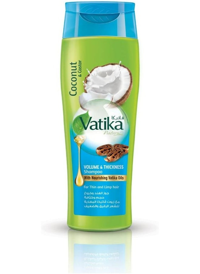 Naturals Volume & Thickness Shampoo 200 ml Enriched with Coconut & Castor Extracts For Thin & Limp Hair With Nourishing Vatika Oils