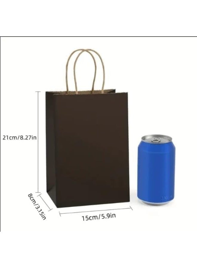 TecV 24 Bags Black Paper bags with handles | 21 x 15 x 8 cm Small Kraft Gift bags for Birthday Party Favors, Weddings, Restaurant takeouts, Christmas - Image 3