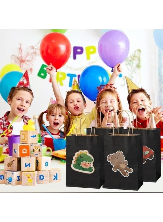 TecV 24 Bags Black Paper bags with handles | 21 x 15 x 8 cm Small Kraft Gift bags for Birthday Party Favors, Weddings, Restaurant takeouts, Christmas - Image 5