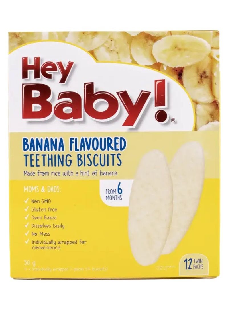 hey baby! Banana Teething Biscuits 12 x 50g  - Image 1