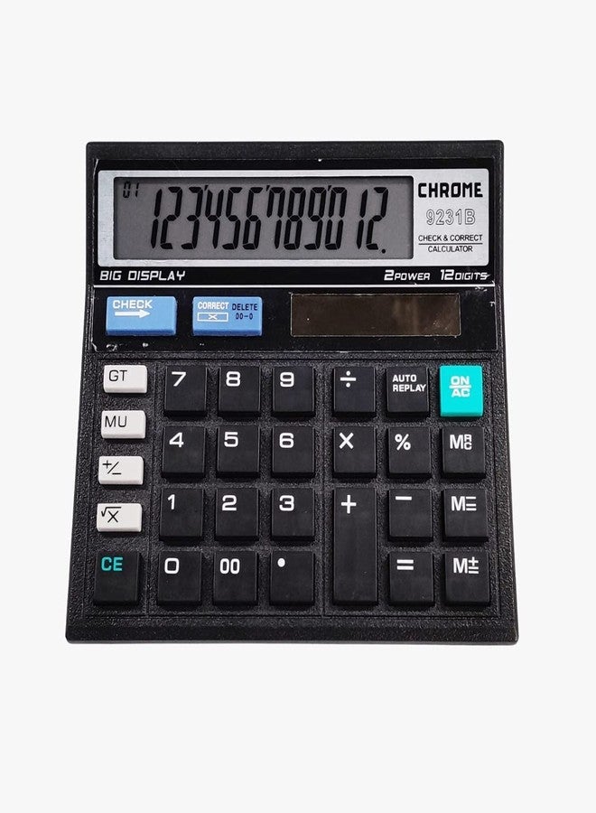 كروم آلة حاسبة كروم 9231 سوداء اللون (12 رقمًا) - Image 1