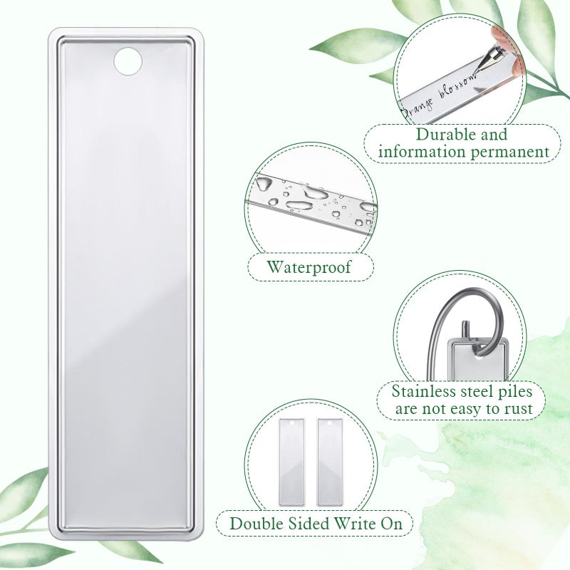 Yaocom 50 Pcs Aluminum Plant Tags Metal Plant Labels with 50 Metal Wires 30 Rod 1 Lettering Pens Tree Markers Double Sided Waterproof Tree Tags for Outdoor Indoor Gardening Labeling - Image 3