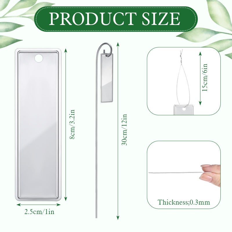 Yaocom 50 Pcs Aluminum Plant Tags Metal Plant Labels with 50 Metal Wires 30 Rod 1 Lettering Pens Tree Markers Double Sided Waterproof Tree Tags for Outdoor Indoor Gardening Labeling - Image 2